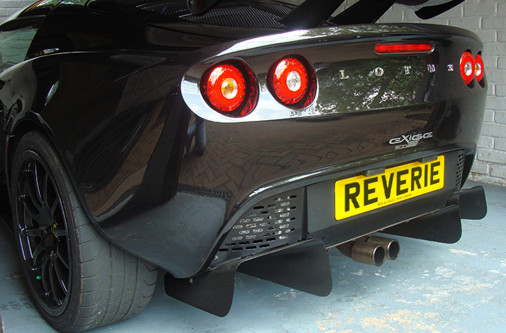 Lotus Exige S2 111R/240R Carbon Rear Diffuser - 3 Element, 5 Fixing Holes, Std. Exhaust Hole - R01SB0217