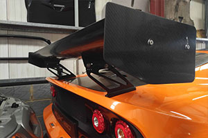 Lotus Exige S3 V6 High-Downforce Full Race Carbon Rear Wing Kit - 310mm Chord, Adjustable Clam Mounted