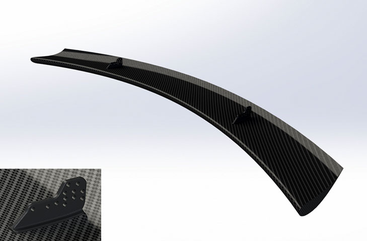 Reverie 225mm Chord Top-Mounted Carbon Fibre Rear Wing (Curved) - R01SB0523