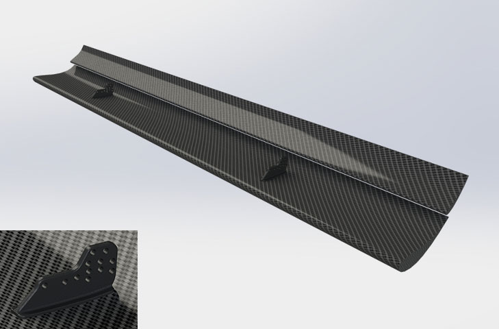 ReVerie 225 + 110mm Chord Dual Element Top-Mounted Carbon Fibre Rear Wing - Straight - R01SB0524