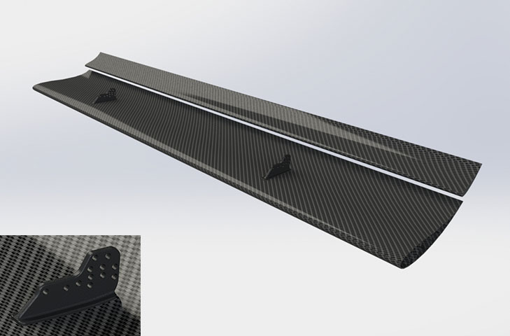 Reverie 310mm +110mm Chord Low Drag Top-Mounted Dual Element Carbon Fibre Rear Wing - R01SB0527