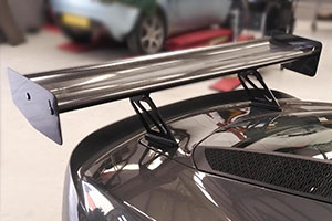 Lotus Exige S3 V6 Low-Drag Carbon Rear Wing Kit - 310mm Chord (Swept Mounts) Tailgate mounted
