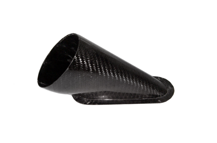 Air Intake/Inlet Pipe - 75mm 45deg, 15deg (Up) Oval Outlet, Carbon - R01SE0266