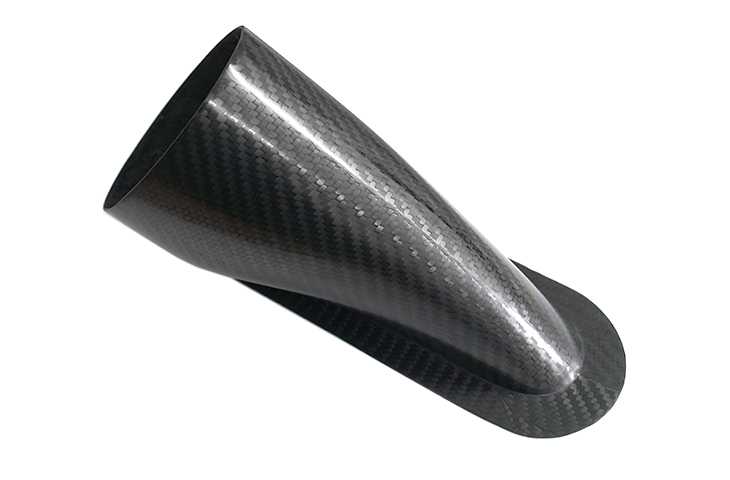 Air Intake/Inlet Pipe - 100mm 45deg, 15deg (Down) Oval Outlet, Carbon - R01SE0466