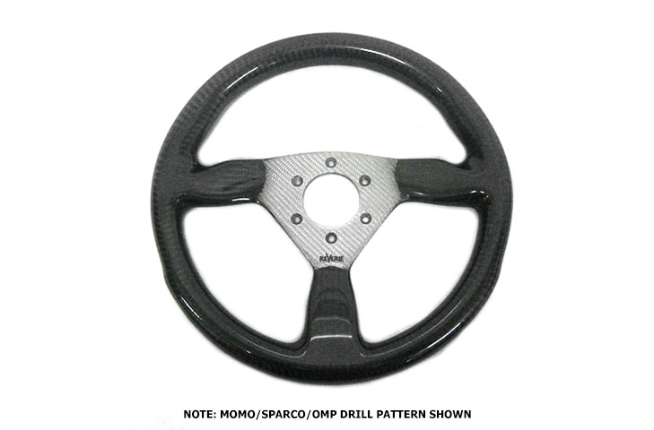 Flight 315 Carbon Steering Wheel - MOMO/Sparco/OMP (70mm PCD), Silver Centre - R01SH0002