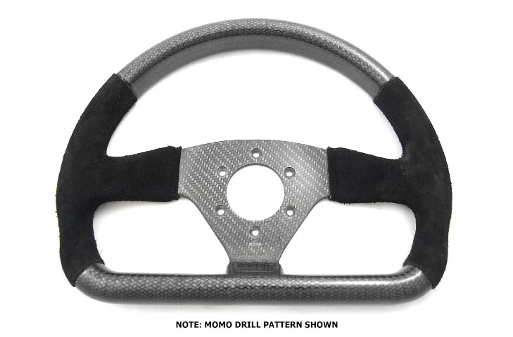 Rally 330 x 260 Carbon Flat-Bottomed Steering Wheel - NARDI/Personal/RAID (74mm PCD), Half Alcantara - R01SH0139