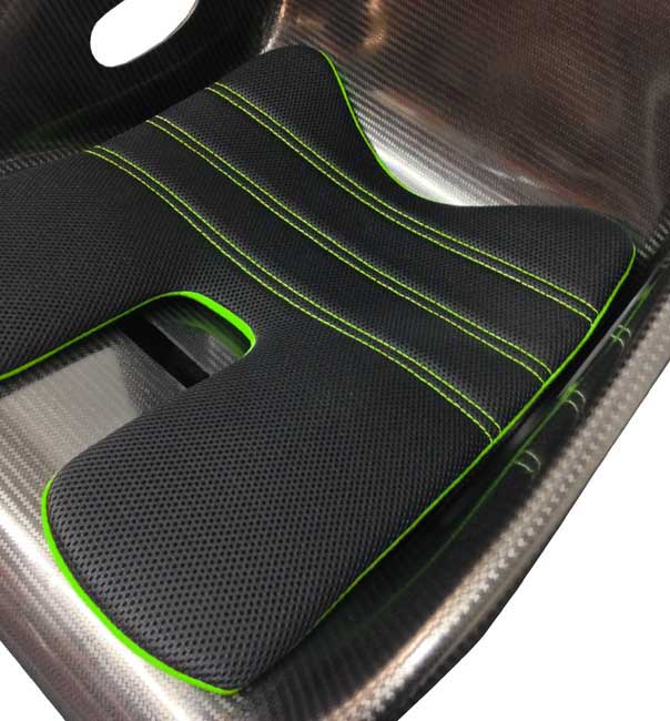 ReVerie Seat Cushion Kit (Wide) - FIA Spacer Fabric: Black, FIA Green Back & Stitching - R01SI6207